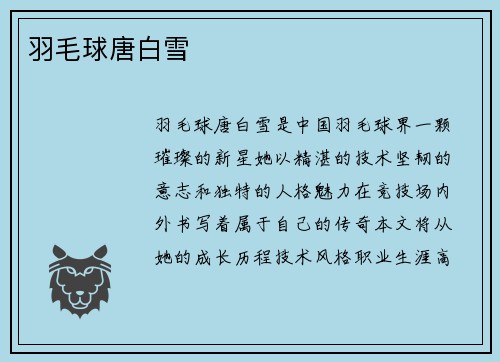 羽毛球唐白雪